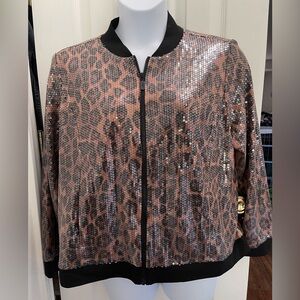 Bob Mackie Leopard Sequin bomber jacket